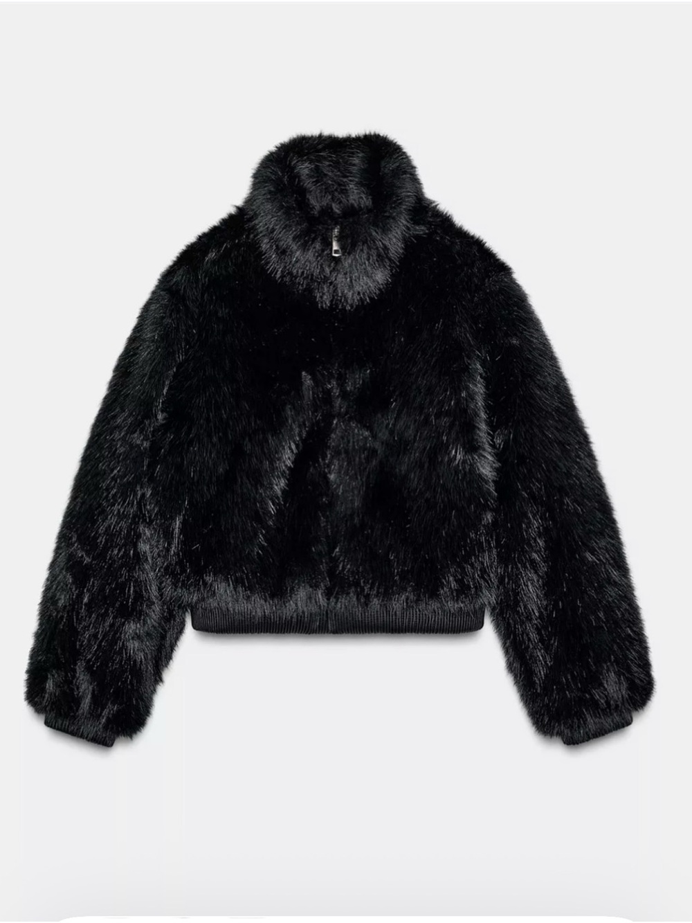 Zara Black Plush Teddy Bomber Jacket